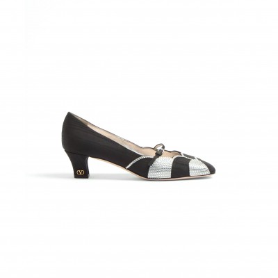 VALENTINO BOWOW PUMPS IN MOIRÈ FABRIC WITH CRYSTALS 45MM 6W2S0LC0CQG_R2D