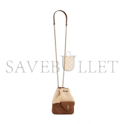 YSL JOE MINI SHEARLING & SUEDE BUCKET BAG 70163129XA79587 (19*13*13cm)