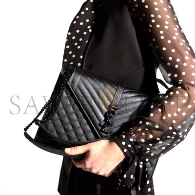 YSL BLACK ENVELOPE SHOULDER BAG 600166BOW981000 (31*22*7.5cm)
