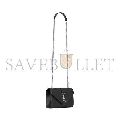 YSL ENVELOPE SMALL IN QUILTED GRAIN DE POUDRE EMBOSSED LEATHER 600195BOW921000 (21*13*6cm)