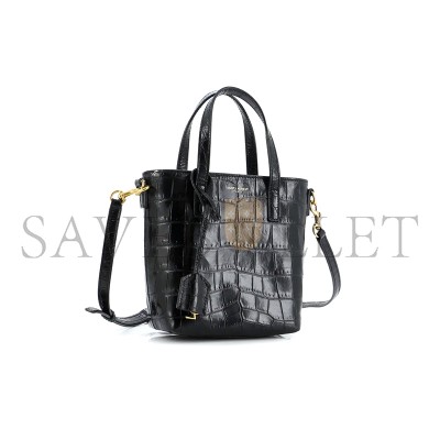 YSL BLACK MINI TOY SHOPPING CROC-EFFECT LEATHER TOTE 51307168 (18*17*8cm)