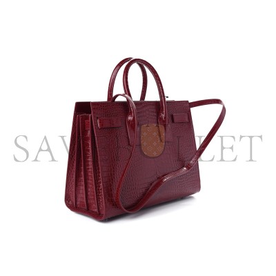 YSL SAC DE JOUR EMBOSSED CROCODILE SHINY LEATHER RED LACQUER 898383 (26*20.5*12.5cm)
