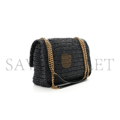 YSL NIKI RAFFIA SHOULDER BAG IN BLACK 1550433 (21*16*7.5cm)