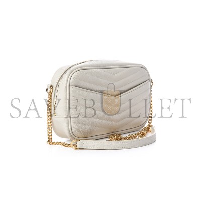 YSL MINI LOU BAG IN MATELASSÉ GRAIN DE POUDRE EMBOSSED LEATHER WHITE 466952 (19*10.5*5cm)