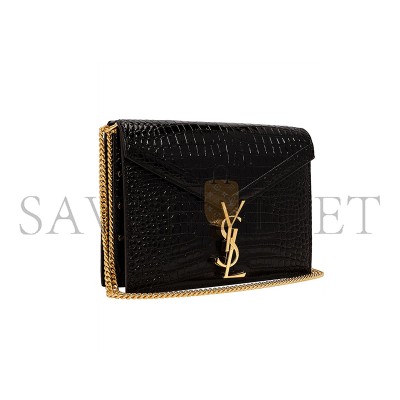 YSL CASSANDRA EMBOSSED CLASP BAG BLACK 23639573 (22*16.5*5.5cm)
