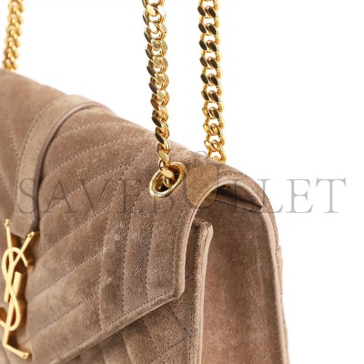 YSL ENVELOPE MEDIUM CHAIN BAG IN SUDE SHOULDER BAG 48720643748744 (24*17.5*6cm)