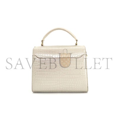YSL CASSANDRA MINI TOP HANDLE BAG IN CROCODILE-EMBOSSED SHINY LEATHER 602716623930 (20*16*7.5cm)