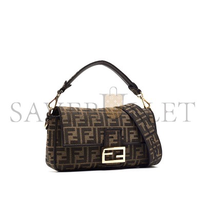 FENDI TOBACCO ZUCCA JACQUARD CANVAS MEDIUM BAGUETTE BAG (27*15*6cm) 