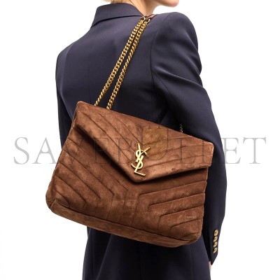 YSL LOULOU MEDIUM CHAIN BAG IN SUEDE 487216522436 (32*22*12cm)