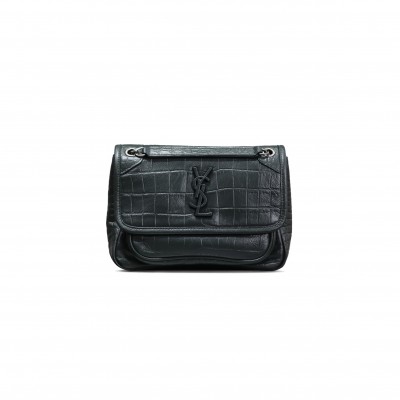 YSL NIKI BABY IN CROCODILE-EMBOSSED LEATHER 633151352204 (21*16*7.5cm)