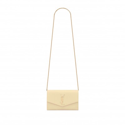 YSL UPTOWN CHAIN WALLET IN GRAIN DE POUDRE EMBOSSED LEATHER 6077881GF0J2721 (19*12*3cm)