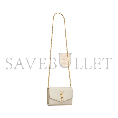 YSL UPTOWN CHAIN WALLET IN GRAIN DE POUDRE EMBOSSED LEATHER 6077881GF0J9207 (19*12*3cm)