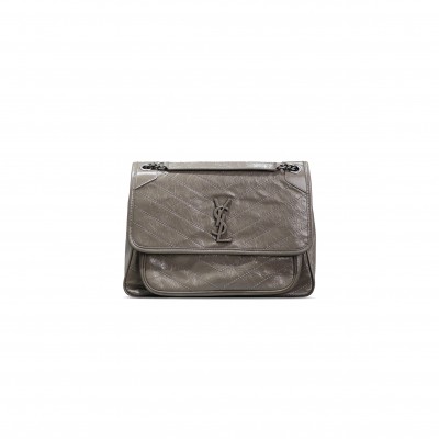 YSL NIKI LARGE IN CRINKLED VINTAGE LEATHER 498830341512 (32*23*9cm)