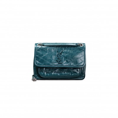 YSL NIKI MEDIUM CHAIN BAG IN CRINKLED VINTAGE LEATHER 633158103526 (28*20*8.5cm)