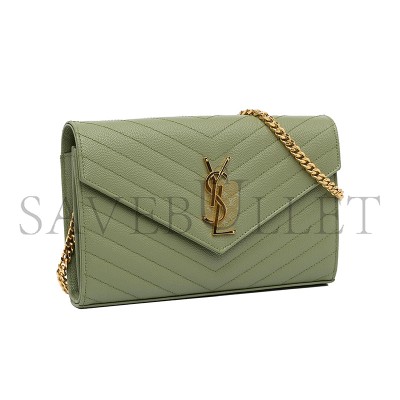 YSL CASSANDRE MATELASSÉ CHAIN WALLET IN GRAIN DE POUDRE EMBOSSED LEATHER 377828BOW013316 (22.5*14*4cm)