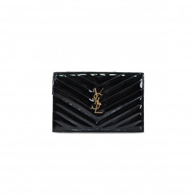 YSL CASSANDRE ENVELOPE CHAIN WALLET IN PATENT LEATHER 393953365520 (19*12.5*3.5cm)