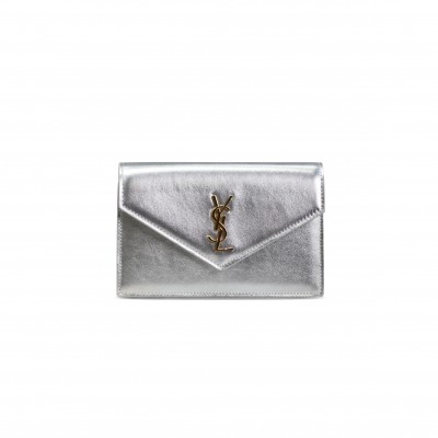 YSL CASSANDRE ENVELOPE CHAIN WALLET IN SILVER 393953121725 (19*12.5*3.5cm)