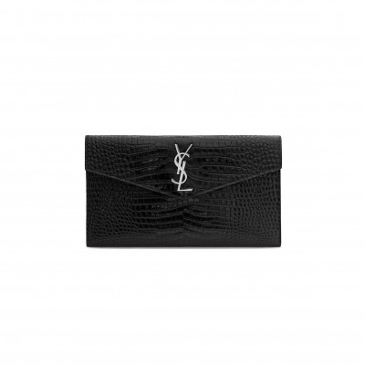 YSL UPTOWN POUCH IN CROCODILE-EMBOSSED SHINY LEATHER 565739DND0N1000 (27*16*2cm)