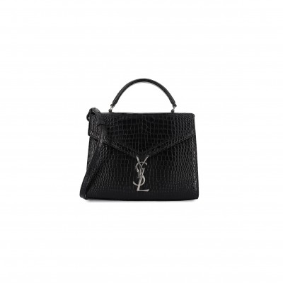 YSL CASSANDRA MEDIUM TOP HANDLE BAG IN CROCODILE-EMBOSSED SHINY LEATHER 578000546632 (24.5*20*11.5cm)