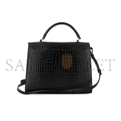 YSL CASSANDRA MEDIUM TOP HANDLE BAG IN CROCODILE-EMBOSSED SHINY LEATHER 578000546632 (24.5*20*11.5cm)