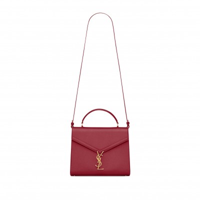 YSL CASSANDRA MEDIUM TOP HANDLE BAG IN GRAIN DE POUDRE EMBOSSED LEATHER 578000114230 (24.5*20*11.5cm)