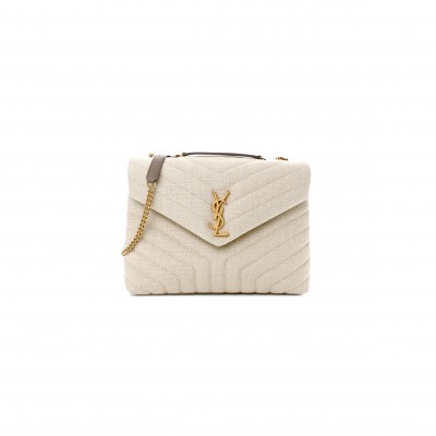 YSL LOULOU MEDIUM CHAIN BAG IN LINEN 4872161571476 (32*22*12cm)