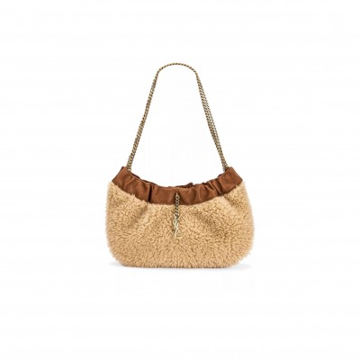 YSL PACPAC CHAIN HOBO BAG IN SHEARLING 681632185744 (24*14*4cm)