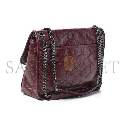 YSL NIKI MEDIUM CHAIN BAG IN CRINKLED VINTAGE LEATHER 498894710044 (28*20*8.5cm)