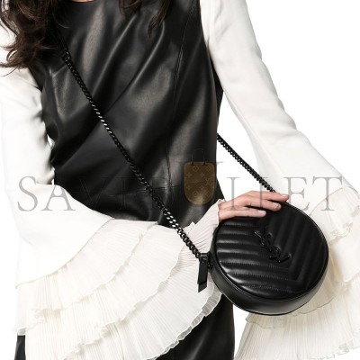 YSL VINYLE ROUND CAMERA BAG IN QUILTED LEATHER 610436DV7081000 (17*17*5.5cm)