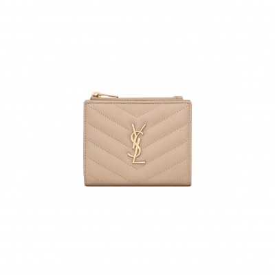 YSL CASSANDRE MATELASSÉ BI-FOLD WALLET IN GRAIN DE POUDRE LEATHER 575879BOW012721 (10.5*8.5*2.5cm)