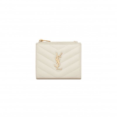 YSL CASSANDRE MATELASSÉ BI-FOLD WALLET IN GRAIN DE POUDRE LEATHER 575879BOW019207 (10.5*8.5*2.5cm)