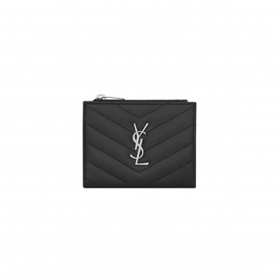 YSL CASSANDRE MATELASSÉ BI-FOLD WALLET IN GRAIN DE POUDRE LEATHER 575879BOW021000 (10.5*8.5*2.5cm)