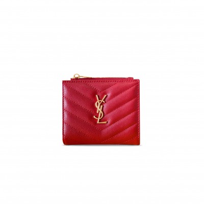 YSL CASSANDRE MATELASSÉ BI-FOLD WALLET IN GRAIN DE POUDRE LEATHER 575879300597 (10.5*8.5*2.5cm)