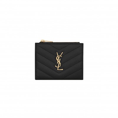 YSL CASSANDRE MATELASSÉ BI-FOLD WALLET IN GRAIN DE POUDRE LEATHER 575879BOW011000 (10.5*8.5*2.5cm)