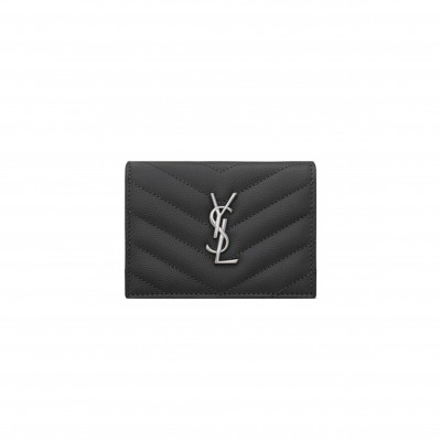 YSL CASSANDRE MATELASSÉ FLAP CARD CASE IN GRAIN DE POUDRE LEATHER 668290365504 (11*8.5*3cm)