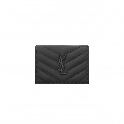YSL CASSANDRE MATELASSÉ FLAP CARD CASE IN GRAIN DE POUDRE LEATHER 668290400578 (11*8.5*3cm)