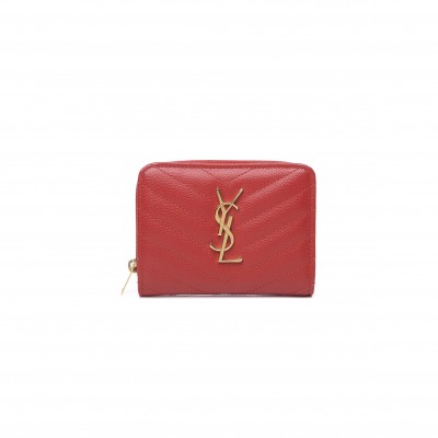 YSL CASSANDRE MATELASSÉ COMPACT ZIP AROUND WALLET IN GRAIN DE POUDRE LEATHER 403723BOW016422 (12*10*3cm)