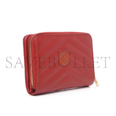 YSL CASSANDRE MATELASSÉ COMPACT ZIP AROUND WALLET IN GRAIN DE POUDRE LEATHER 403723BOW016422 (12*10*3cm)