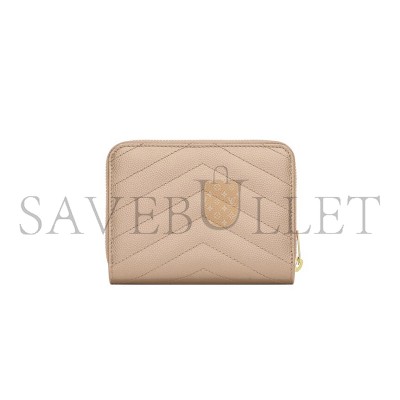 YSL CASSANDRE MATELASSÉ COMPACT ZIP AROUND WALLET IN GRAIN DE POUDRE LEATHER 668288BOW012721 (12*10*3cm)