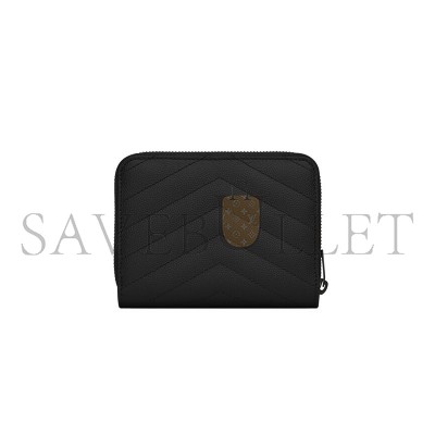 YSL CASSANDRE MATELASSÉ COMPACT ZIP AROUND WALLET IN GRAIN DE POUDRE LEATHER 668288BOW081000 (12*10*3cm)
