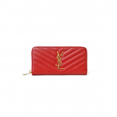 YSL CASSANDRE MATELASSÉ ZIP AROUND WALLET IN GRAIN DE POUDRE LEATHER 358094BOW016422 (19*9.5*2.5cm)