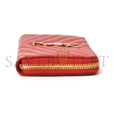 YSL CASSANDRE MATELASSÉ ZIP AROUND WALLET IN GRAIN DE POUDRE LEATHER 358094BOW016422 (19*9.5*2.5cm)