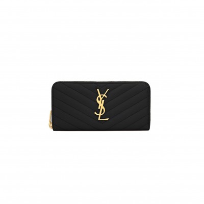 YSL CASSANDRE MATELASSÉ ZIP AROUND WALLET IN GRAIN DE POUDRE LEATHER 358094BOW011000 (19*9.5*2.5cm)