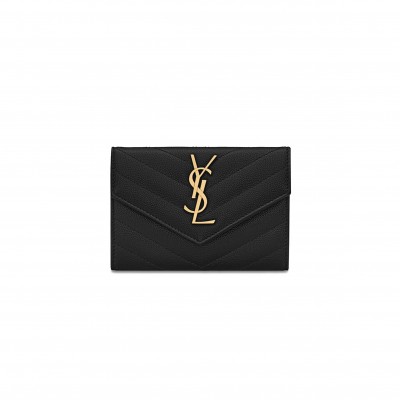YSL CASSANDRE MATELASSÉ SMALL ENVELOPE WALLET IN GRAIN DE POUDRE LEATHER 414404BOW011000 (13.5*9.5*3cm)