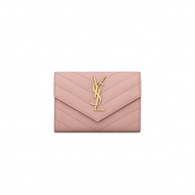 YSL CASSANDRE MATELASSÉ SMALL ENVELOPE WALLET IN GRAIN DE POUDRE LEATHER 414404BOW016920 (13.5x9.5x3cm)