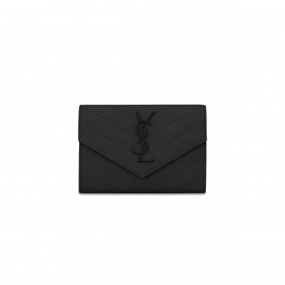 YSL CASSANDRE MATELASSÉ SMALL ENVELOPE WALLET IN GRAIN DE POUDRE LEATHER 414404BOW081000 (13.5*9.5*3cm)