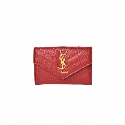 YSL CASSANDRE MATELASSÉ SMALL ENVELOPE WALLET IN GRAIN DE POUDRE LEATHER 414404358527 (13.5*9.5*3cm)