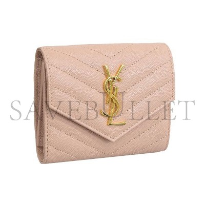 YSL CASSANDRE MATELASSÉ COMPACT TRI FOLD WALLET IN GRAIN DE POUDRE LEATHER 403943 (12.5*10*2.5cm)