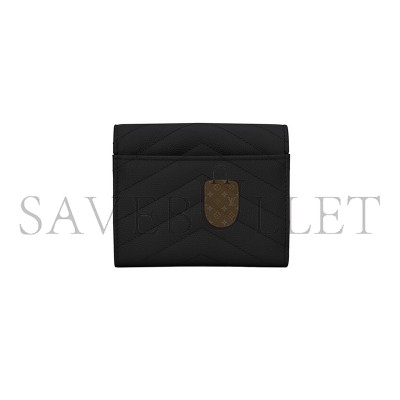 YSL CASSANDRE MATELASSÉ COMPACT TRI FOLD WALLET IN GRAIN DE POUDRE LEATHER 403943BOW011000 (12.5*10*2.5cm)