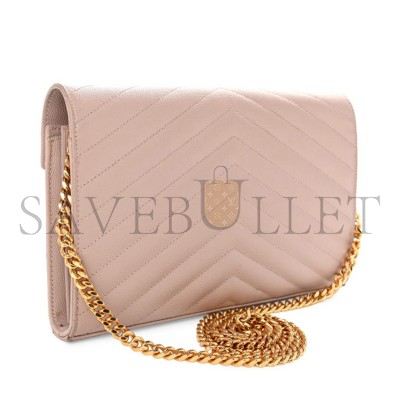 YSL CLASSIC CASSANDRE CHAIN WALLET IN GRAIN DE POUDRE LEATHER 377828BOW016920 (22.5*14*4cm)